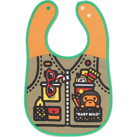 WOODLAND CAMO BABY MILO FISHING VEST PRINT REVERSIBLE BIB KB