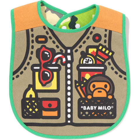 WOODLAND CAMO BABY MILO FISHING VEST PRINT REVERSIBLE BIB KB