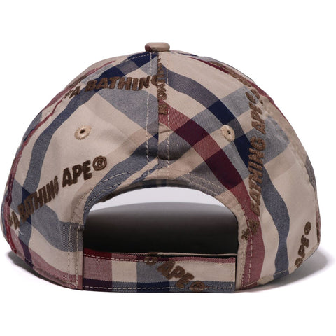 A BATHING APE LOGO CHECK PATTERN CAP