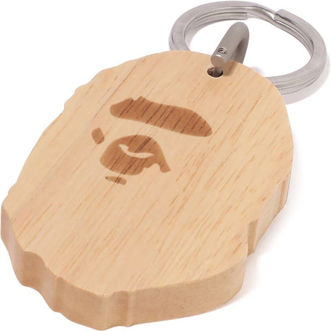 APE HEAD WOOD KEYCHAIN