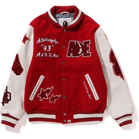 BAPE MULTI MOTIF VARSITY JACKET MENS