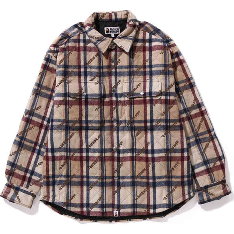 A BATHING APE LOGO CHECK PATTERN PADDED FLANNEL SHIRT JACKET MENS