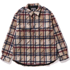 A BATHING APE LOGO CHECK PATTERN PADDED FLANNEL SHIRT JACKET MENS