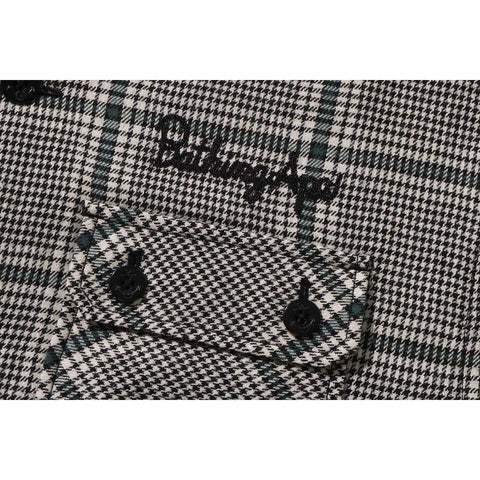 BAPE EMBROIDERY LOGO CHECK LONG SHIRT COAT LADIES