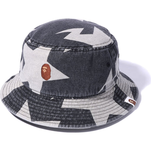 STA PATTERN DENIM BUCKET HAT MENS