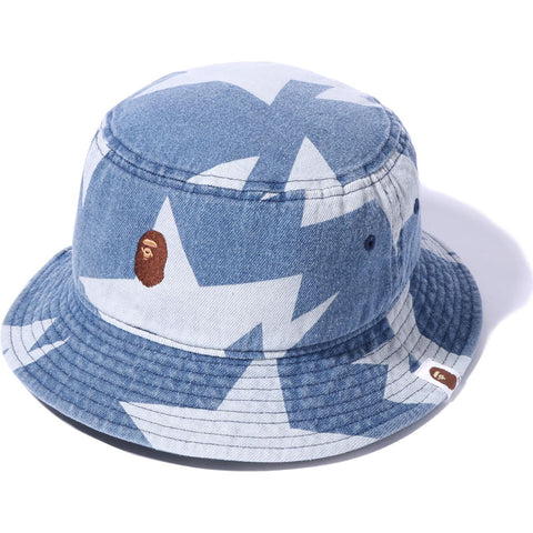 STA PATTERN DENIM BUCKET HAT MENS