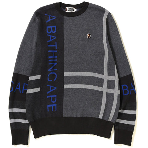 BIG BAPE LOGO CHECK KNIT MENS