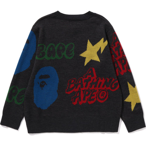 BAPE GRAFFITI PATTERN KNIT KIDS