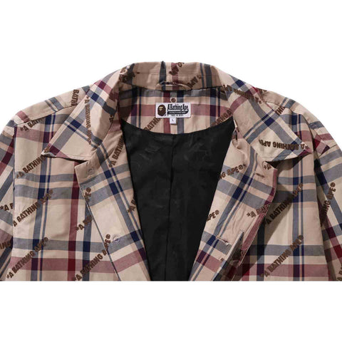 A BATHING APE LOGO CHECK PATTERN LONG COAT MENS