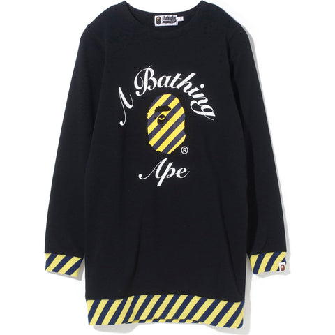 STRIPE COLLEGE CREWNECK ONEPIECE LADIES