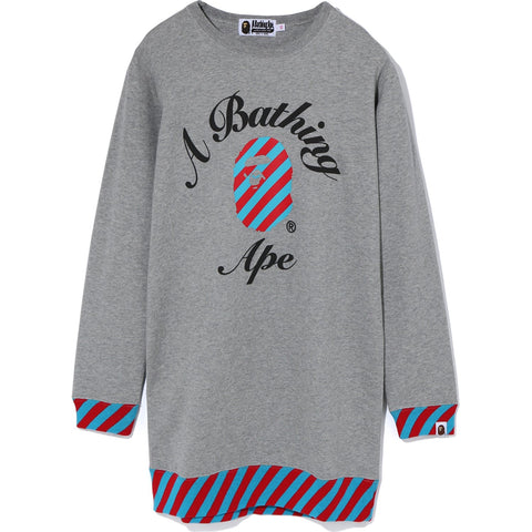 STRIPE COLLEGE CREWNECK ONEPIECE LADIES