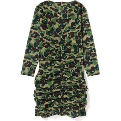 ABC CAMO MESH GATHERED ONEPIECE LADIES
