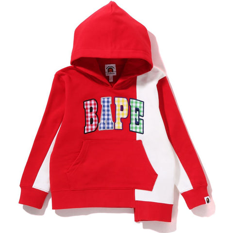 BAPE GINGHAM CHECK PATCH PULLOVER HOODIE KIDS