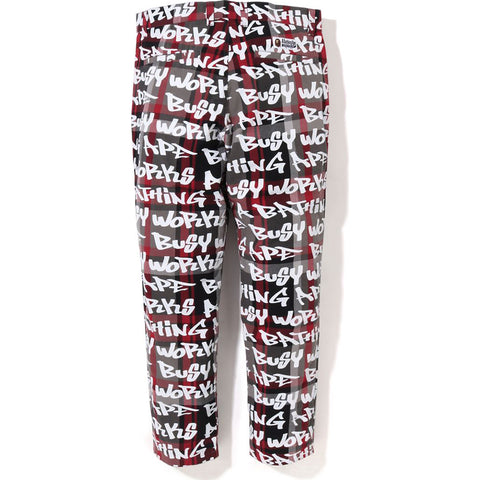 BAPE GRAFFITI CHECK ONE POINT RELAXED FIT PANTS MENS