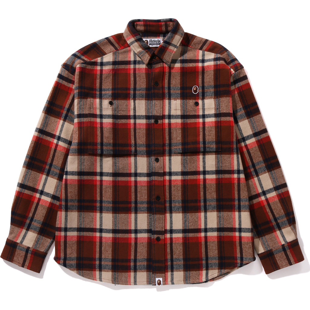 bape dress shirt BAPE CHECK APE HEAD ONE POINT FLANNEL SHIRT MENS
