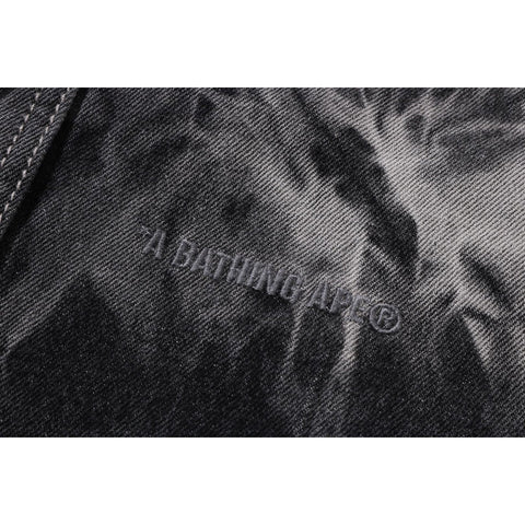 DESTROYED BLEACH BATHING APE LOGO LS SHIRT MENS