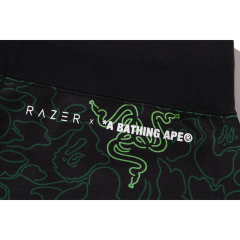 RAZER X A BATHING APE NEON CAMO BASKETBALL SWEAT SHORTS MENS