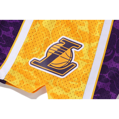 BAPE X MITCHELL & NESS LOS ANGELES LAKERS JERSEY SHORTS MENS