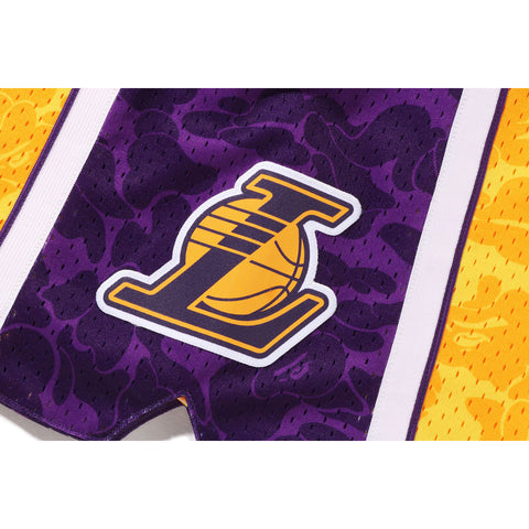 BAPE X MITCHELL & NESS LOS ANGELES LAKERS JERSEY SHORTS MENS