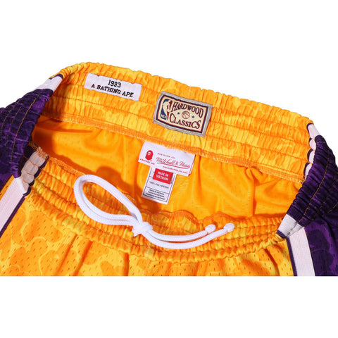 BAPE X MITCHELL & NESS LOS ANGELES LAKERS JERSEY SHORTS MENS