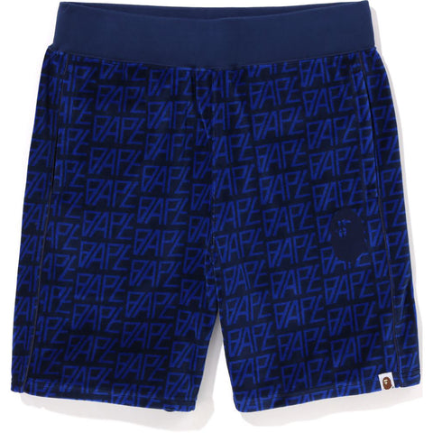 BAPE LOGO MONOGRAM VELOUR SHORTS M