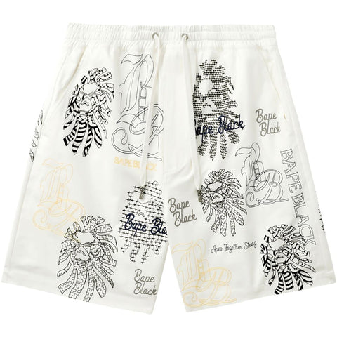 BAPE BLACK BAPE GRAPHIC STITCH SHORTS MENS