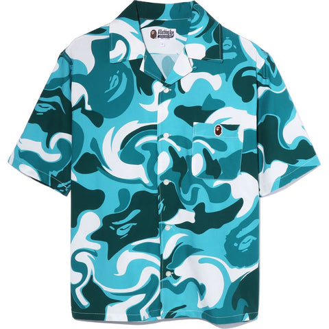 MARBLE CAMO OPEN COLLAR S/S SHIRT LADIES