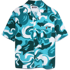 MARBLE CAMO OPEN COLLAR S/S SHIRT LADIES