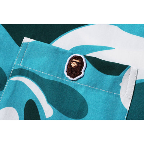 MARBLE CAMO OPEN COLLAR S/S SHIRT LADIES