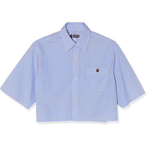 APE HEAD ONE POINT STRIPE CROPPED S/S SHIRT LADIES
