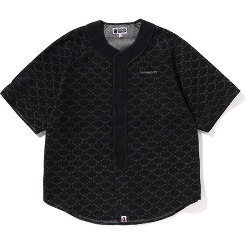 COLLEGE MONOGRAM BASEBALL SS DENIM SHIRT MENS