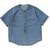 COLLEGE MONOGRAM BASEBALL SS DENIM SHIRT MENS