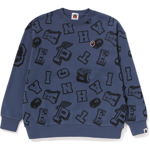 COLLEGE LOGO PATTERN LOOSE FIT CREWNECK JR