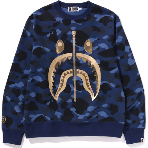 BAPE MENS COLOR CAMO SHARK CREWNECK SWEATSHIRT