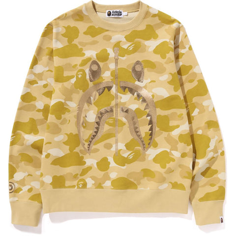 BAPE MENS COLOR CAMO SHARK CREWNECK SWEATSHIRT