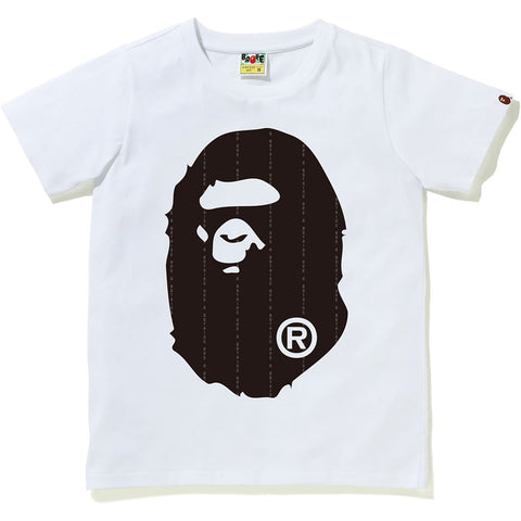 TEXT STRIPE BIG APE HEAD TEE LADIES