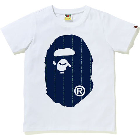 TEXT STRIPE BIG APE HEAD TEE LADIES
