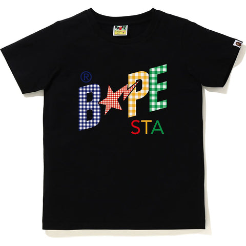 GINGHAM CHECK BAPE STA LOGO TEE LADIES