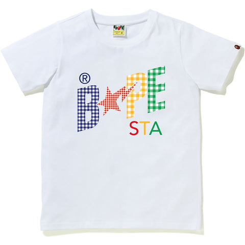 GINGHAM CHECK BAPE STA LOGO TEE LADIES