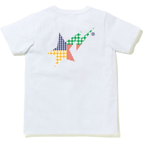 GINGHAM CHECK BAPE STA LOGO TEE LADIES