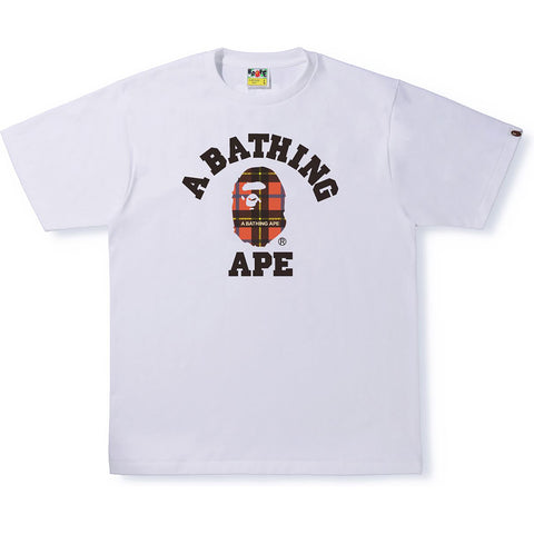 BAPE LOGO CHECK COLLEGE TEE M
