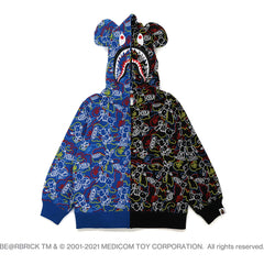 MEDICOM TOY CAMO BE@R SHARK HALF ZIP HOODIE KIDS