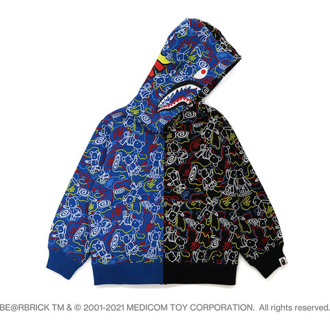 MEDICOM TOY CAMO BE@R SHARK HALF ZIP HOODIE KIDS