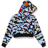 NEW MULTI CAMO CROPPED SHARK FULL ZIP HOODIE LADIES