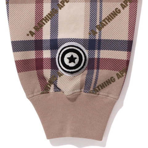 A BATHING APE LOGO CHECK PATTERN SHARK FULL ZIP HOODIE MENS