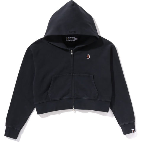 PIGMENT DYED ONE POINT CROPPED ZIP HOODIE LADIES