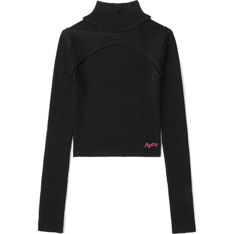 APEE TURTIENECK CUT-OUT KNIT TOP LADIES