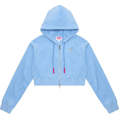 APEE TOWELLING ZIP UP CROP HOODIE JACKET LADIES