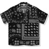 BAPE BLACK PRINTED SHORT SLEEVE SILK SHIRT MENS