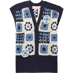 BAPY CROCHET KNIT VEST L